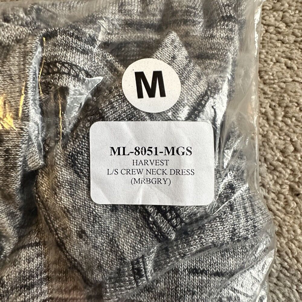 Michael Lauren Women Medium Dress Harvest Long Sleeve Crew Neck Marble Gray New‎ - Picture 8 of 9